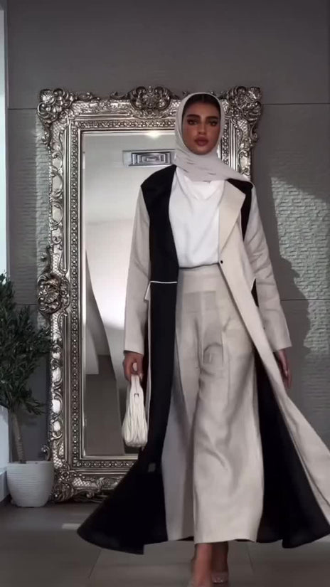 Blazer Linen Abaya with matching pants and Shaila