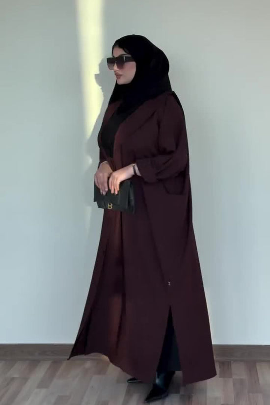 Brown Crepe Side Cut Abaya