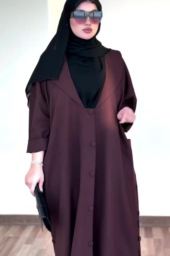 Brown Crepe Side Cut Abaya