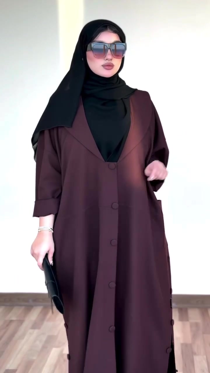 Brown Crepe Side Cut Abaya