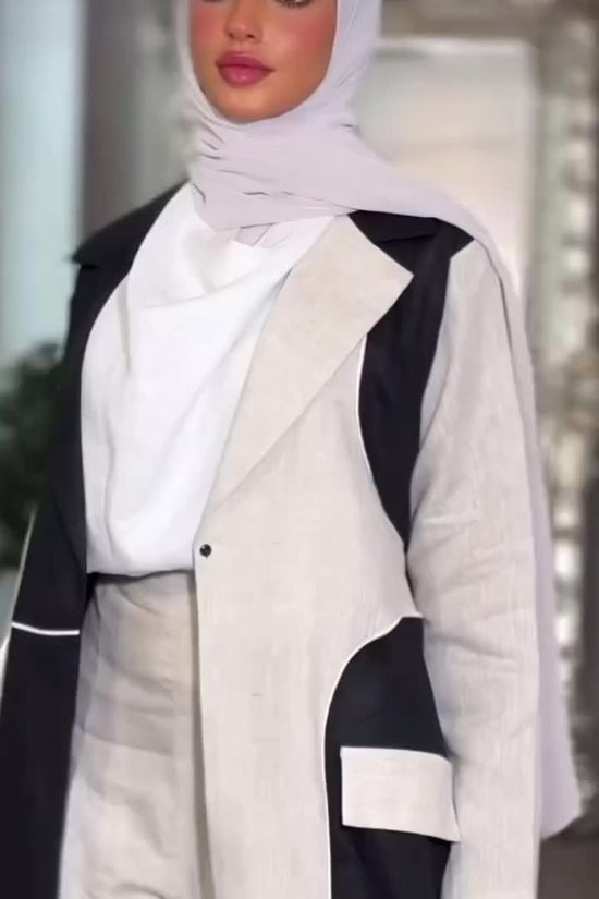 Blazer Linen Abaya with matching pants and Shaila
