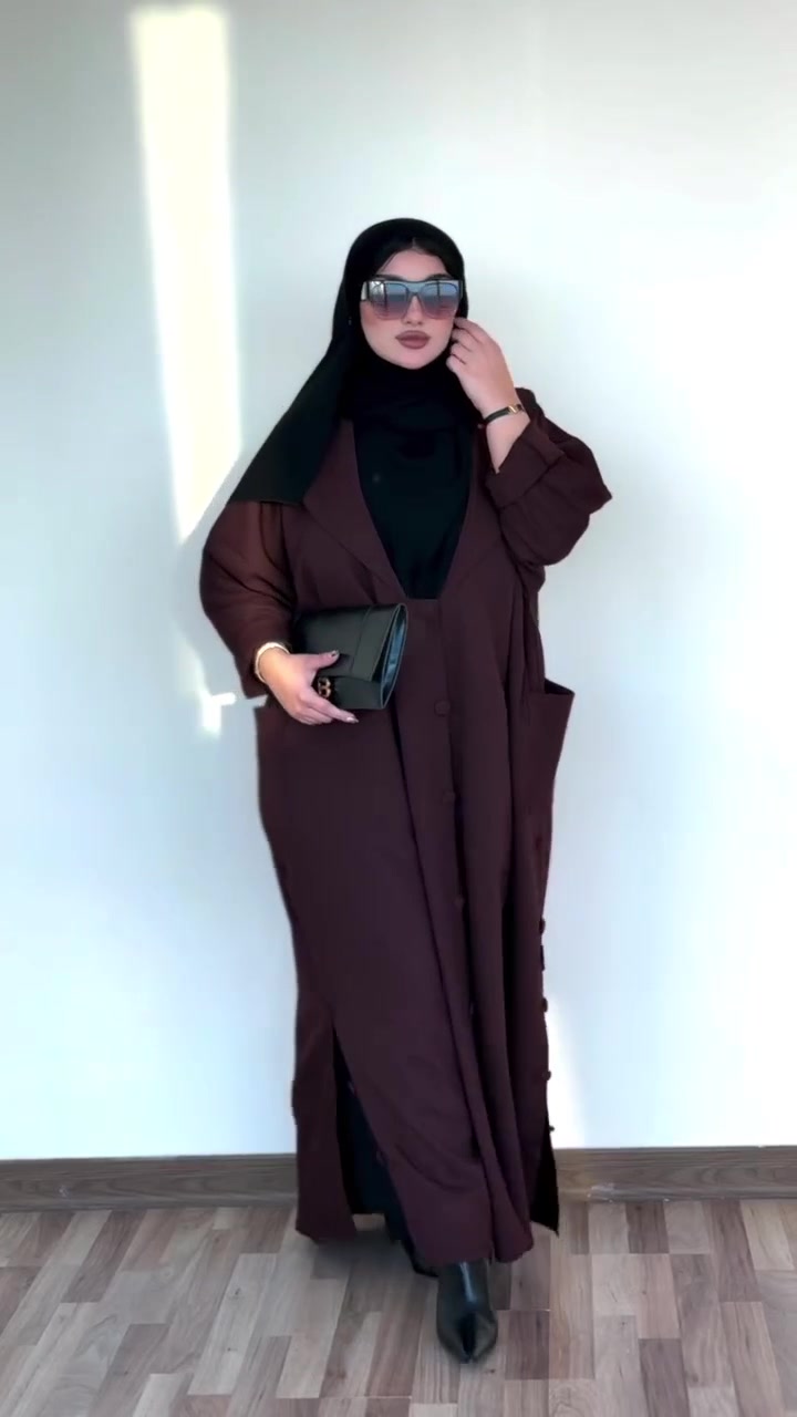 Brown Crepe Side Cut Abaya