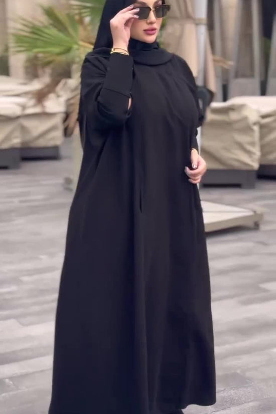 Black Abaya with Button Closure