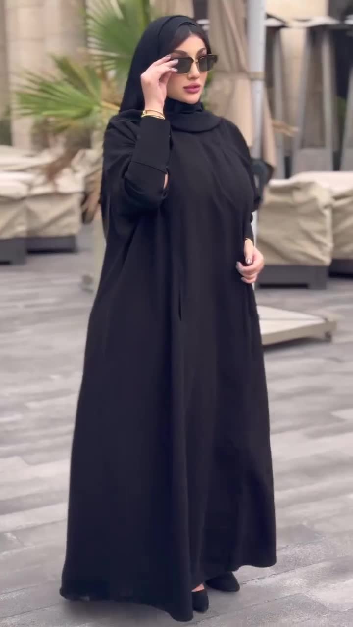 Black Abaya with Button Closure
