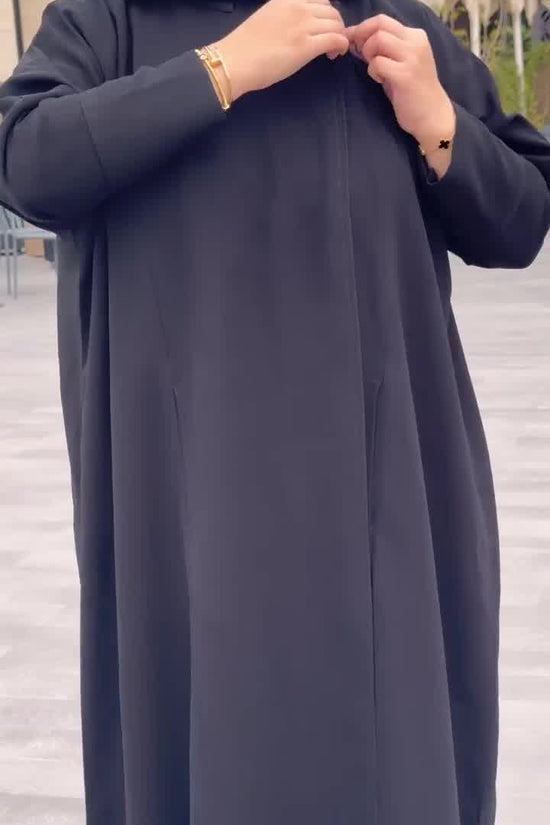 Black Abaya with Button Closure