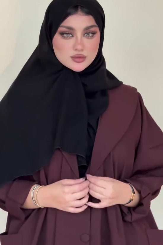 Brown Crepe Side Cut Abaya