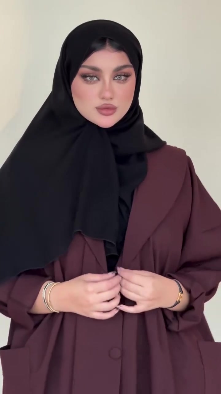Brown Crepe Side Cut Abaya