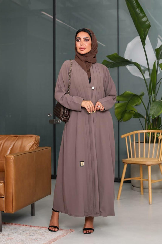 Mauve Crepe Abaya with Button in Front