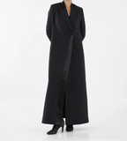 Luxury Black Satin Lapel Blazer Abaya