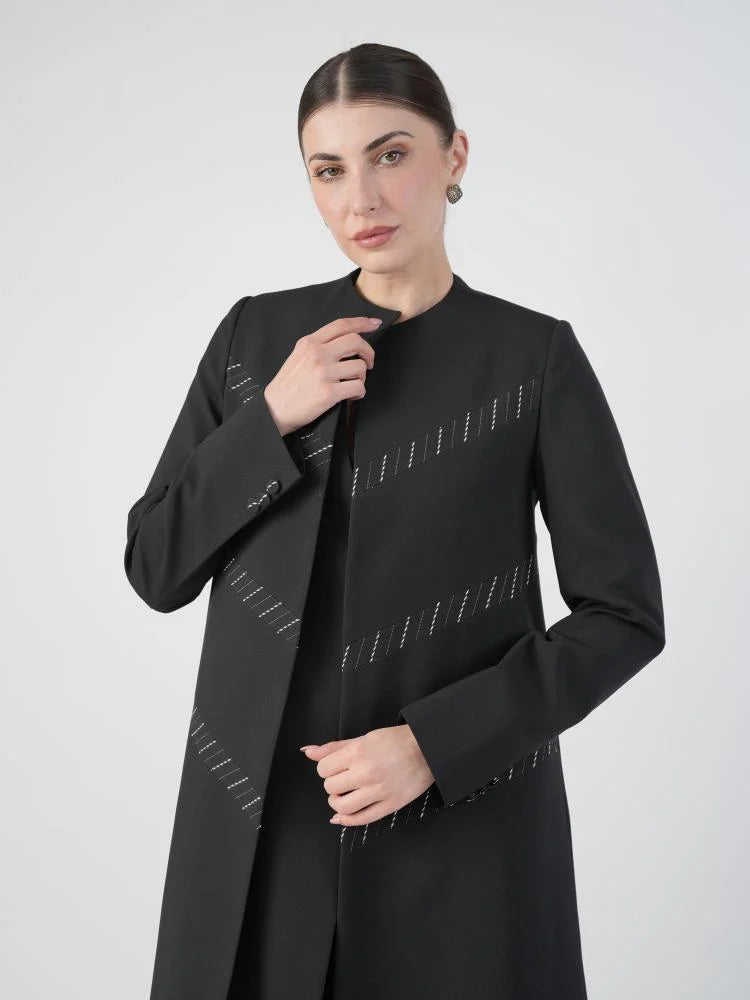 Elegant Black Blazer Abaya with Shaila