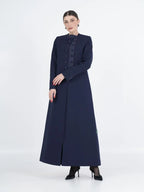 Premium Navy Blue Embellished Front Abaya