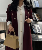 Maroon Blazer Two Tone Abaya with Button Detail