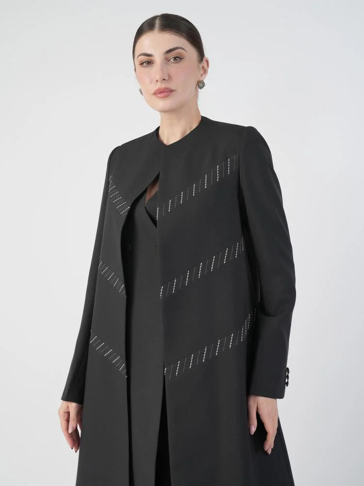 Elegant Black Blazer Abaya with Shaila