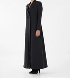Luxury Black Satin Lapel Blazer Abaya