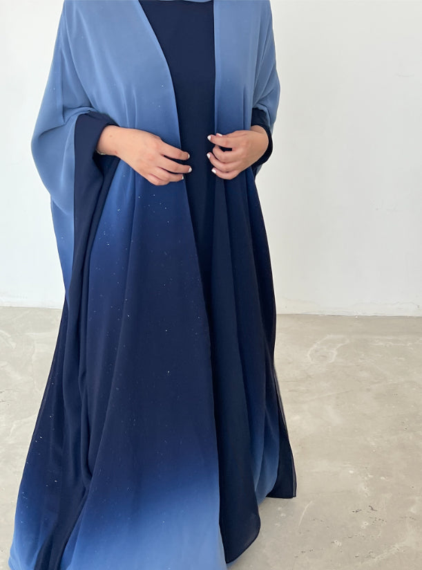 3 piece Glitter Abaya with Shyla, blue