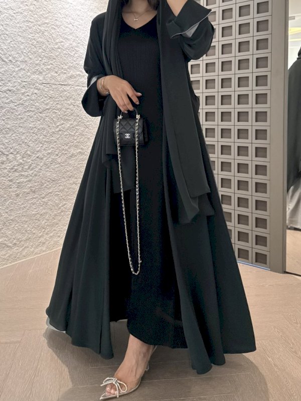 Black with Grey Abaya