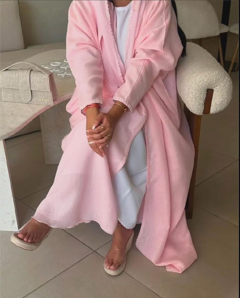 Pink Soft Linen daily wear Abaya