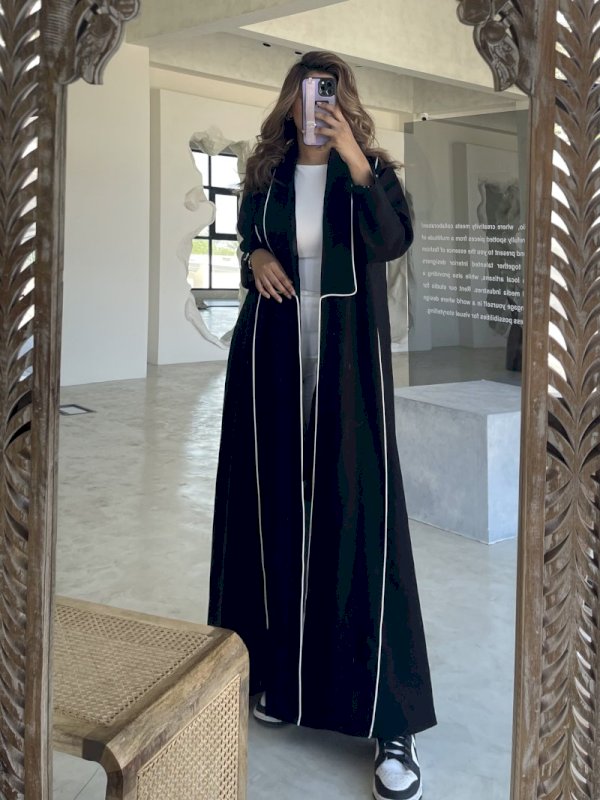Blazer Abaya with White Piping