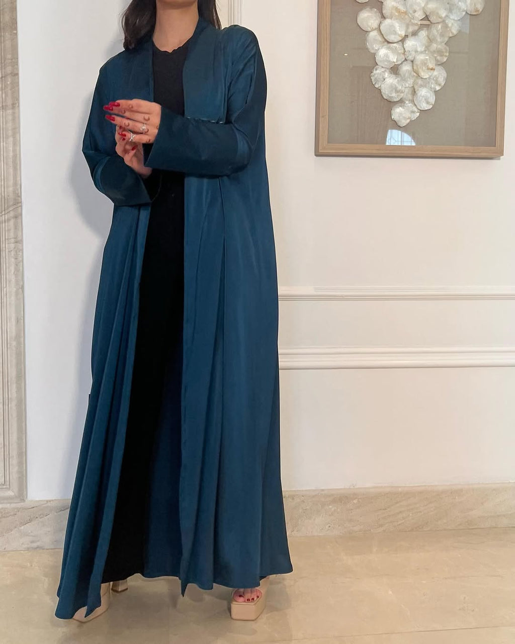 Teal Abaya with button Details