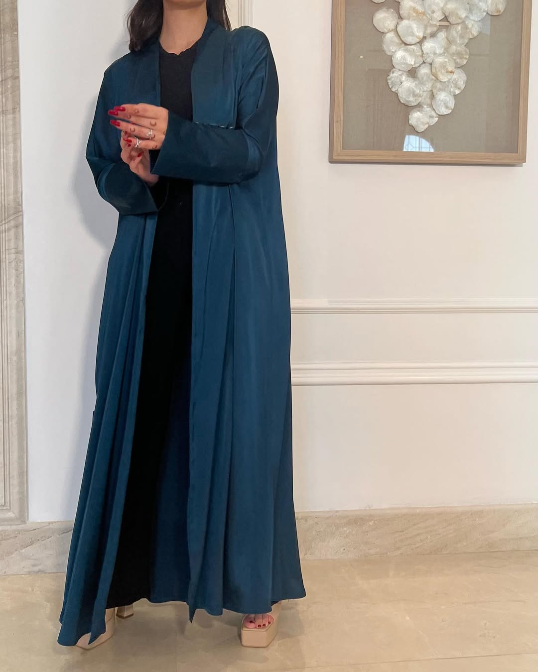 Teal Abaya with button Details