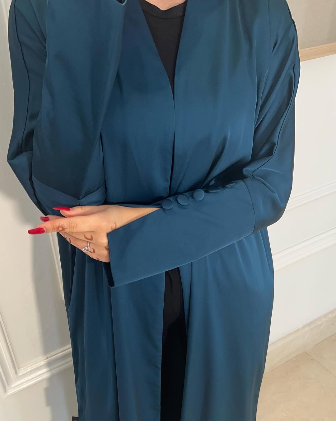 Teal Abaya with button Details