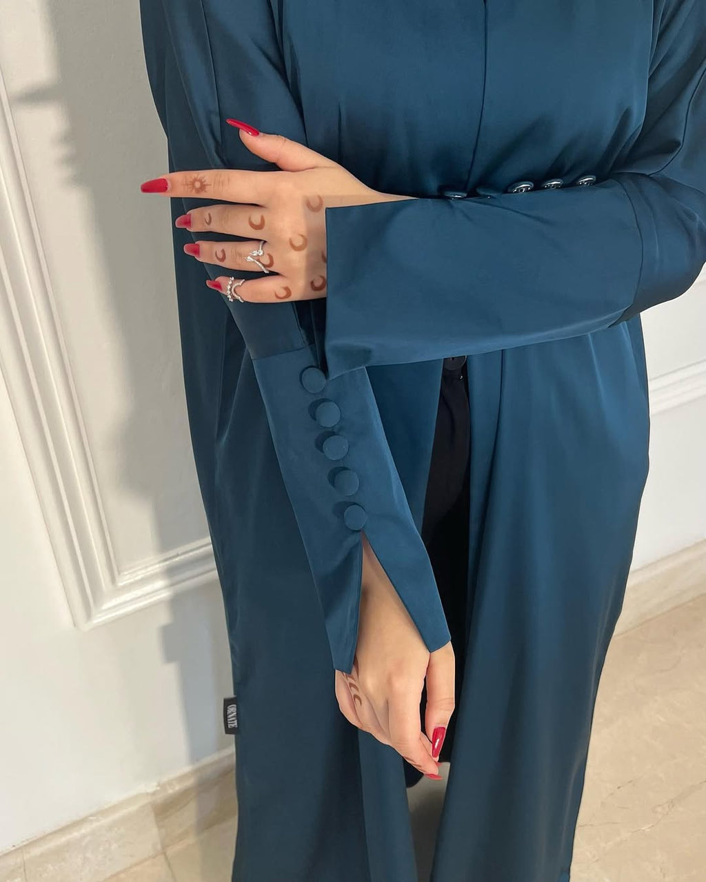 Teal Abaya with button Details