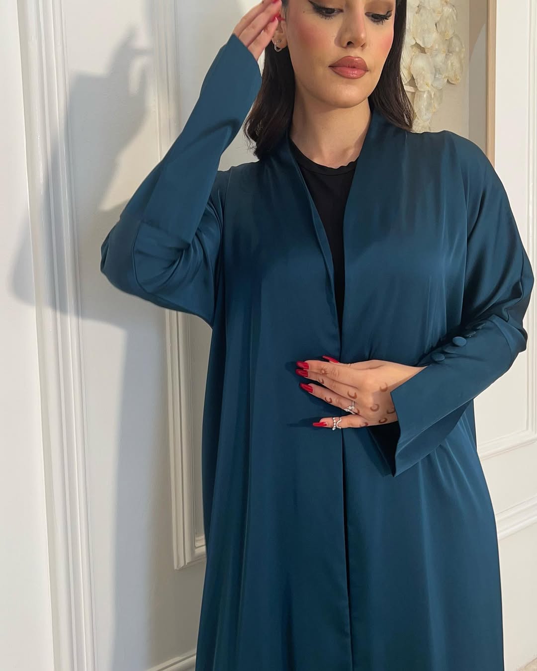 Teal Abaya with button Details