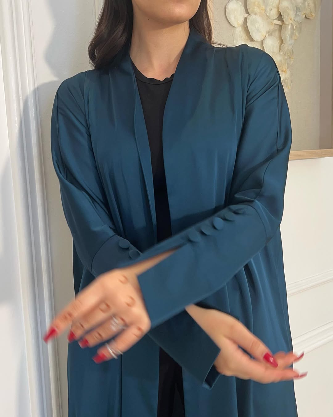 Teal Abaya with button Details