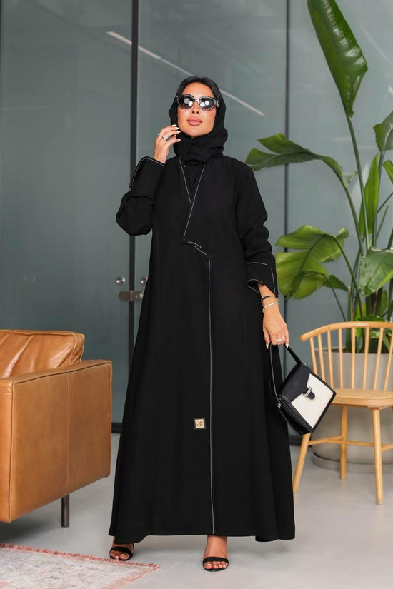 Black Abaya with Thread Details