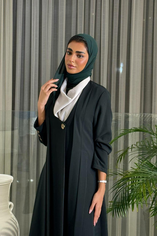 Green crepe blazer abaya