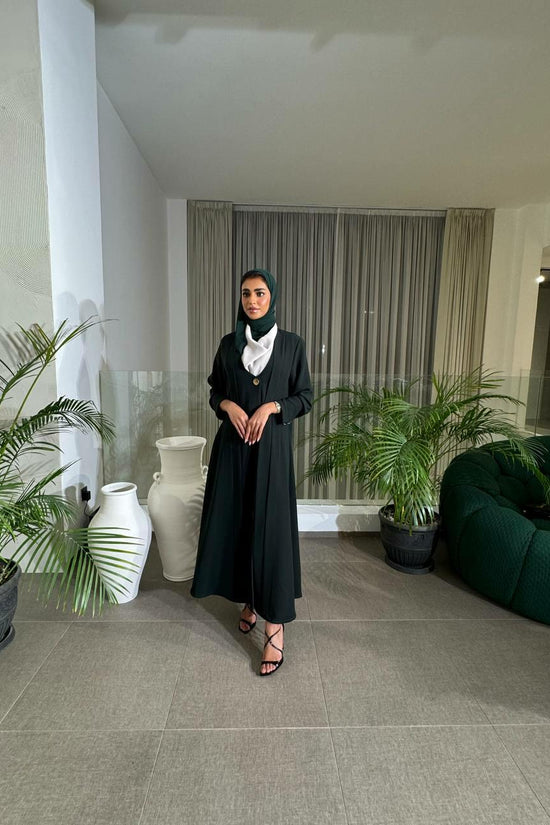 Green crepe blazer abaya