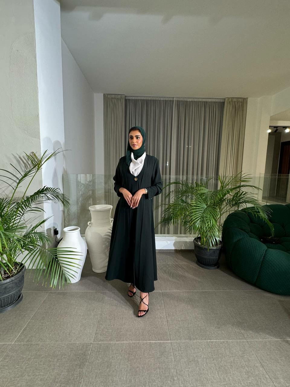 Green crepe blazer abaya