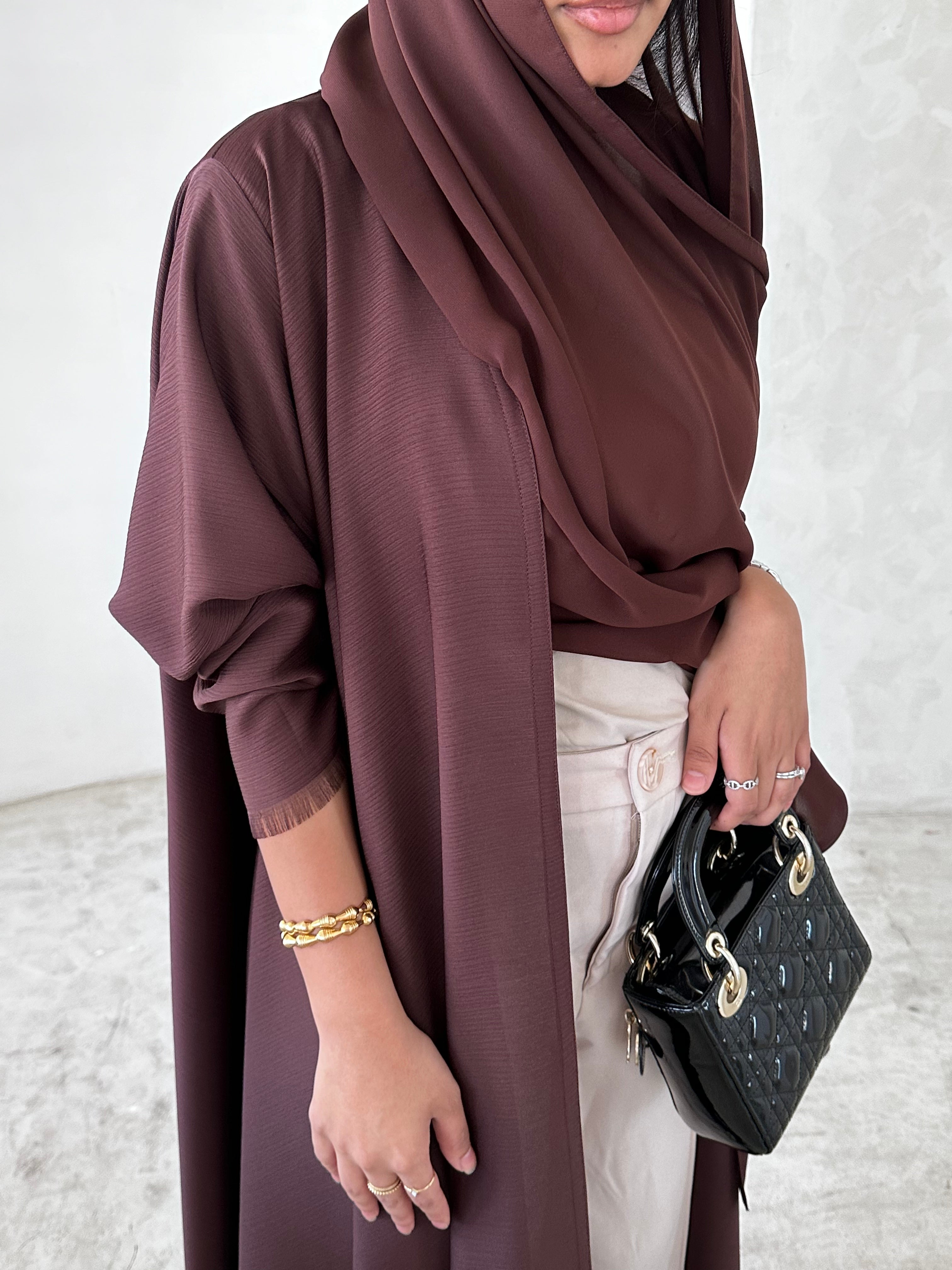 Cloche Cut Abaya - Brown