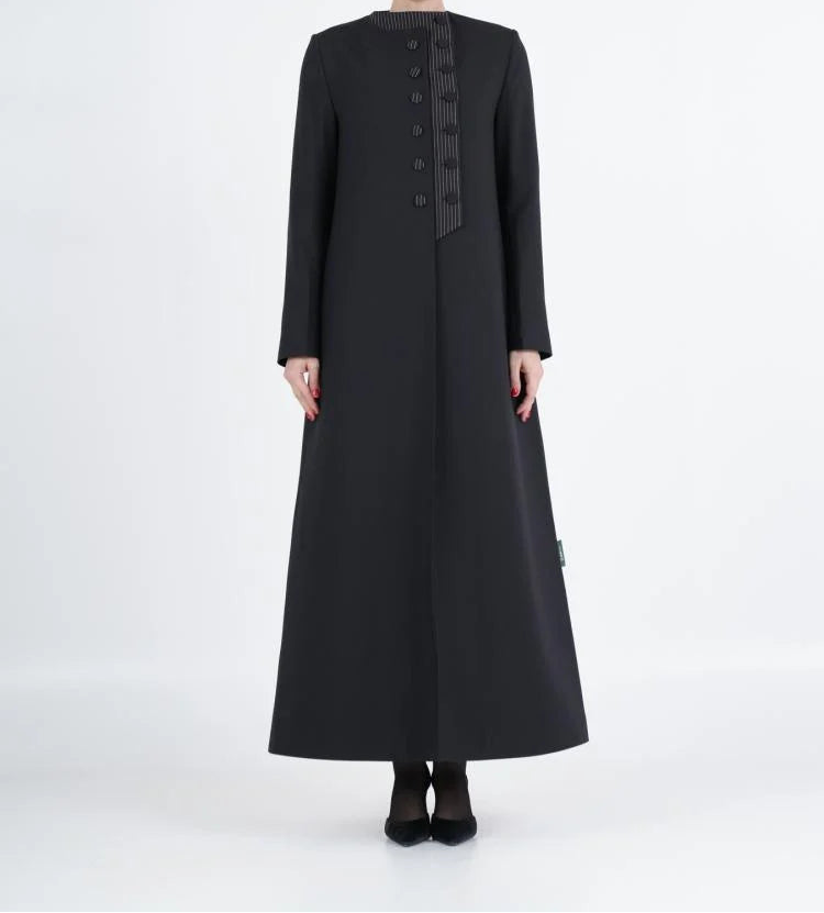 Premium Black Embellished Front Abaya