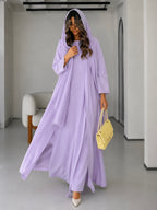 Soft Linen Summer Abaya Set with Matching Inner & Shaila, Lilac