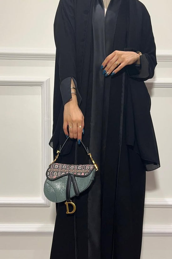 Black Loose Fit Abaya with Pearl Buttons