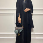 Black Loose Fit Abaya with Pearl Buttons
