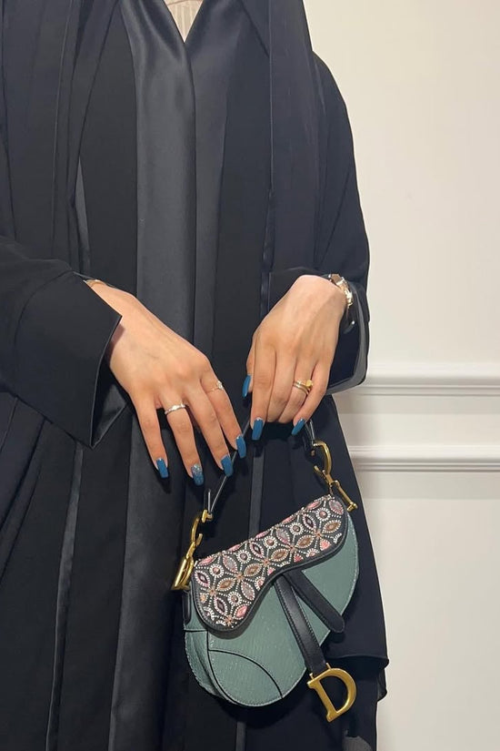 Black Loose Fit Abaya with Pearl Buttons