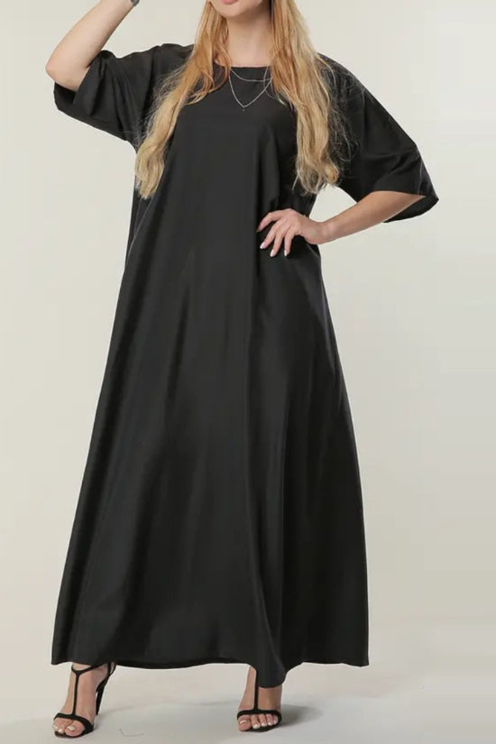 Under Abaya Dress - Black with Quarter sleeves