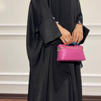 Black Loose Fit Abaya with Pearl Buttons