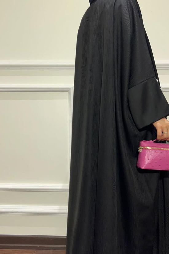 Black Loose Fit Abaya with Pearl Buttons