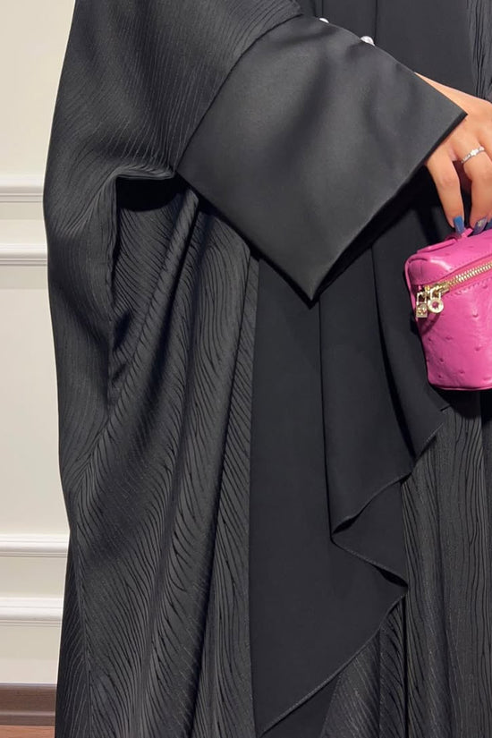 Black Loose Fit Abaya with Pearl Buttons