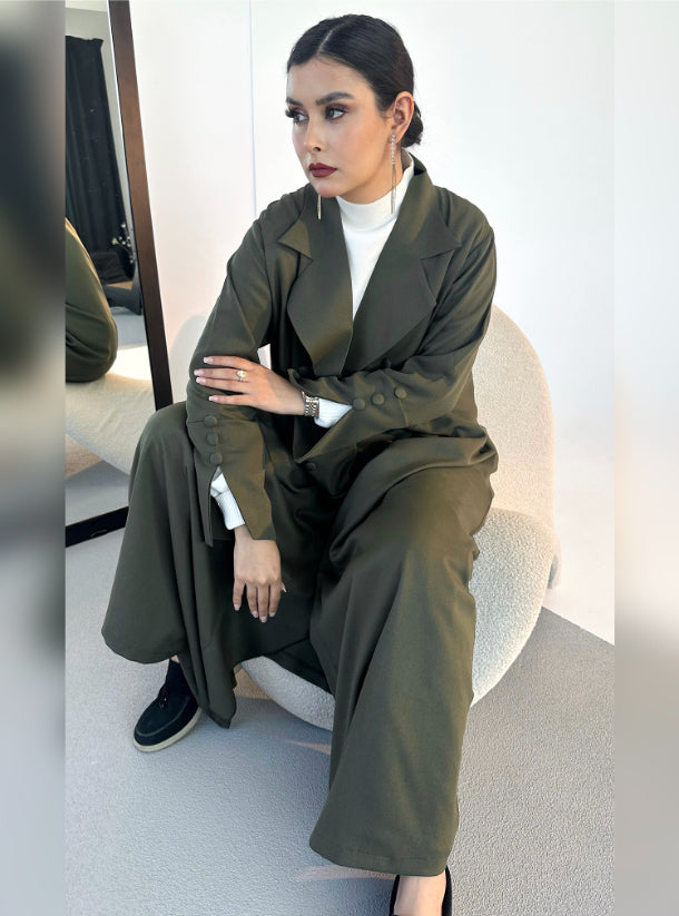 Olive Blazer Abaya with Shaila