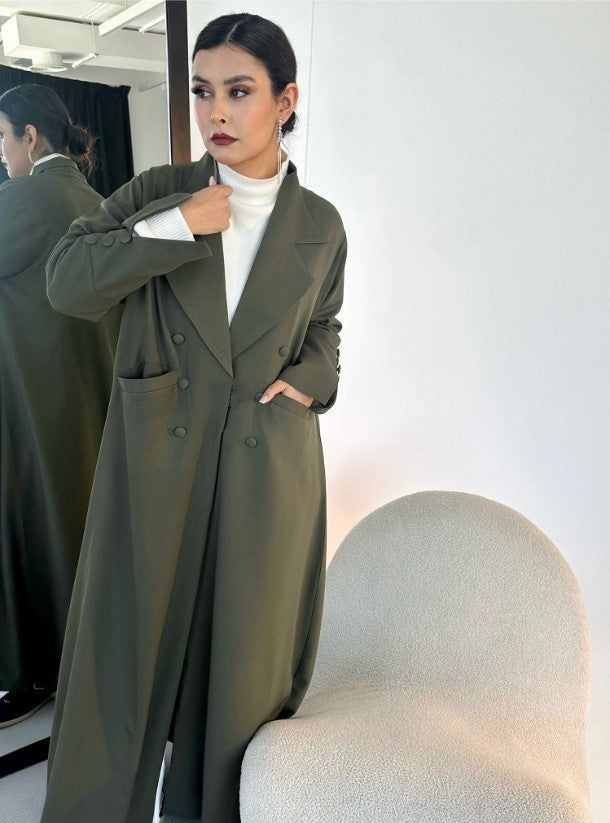 Olive Blazer Abaya with Shaila