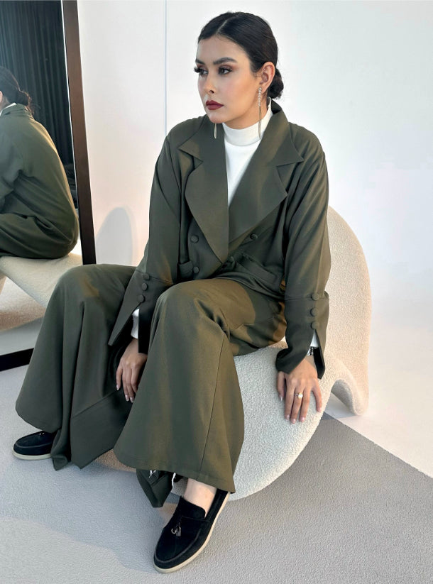 Olive Blazer Abaya with Shaila