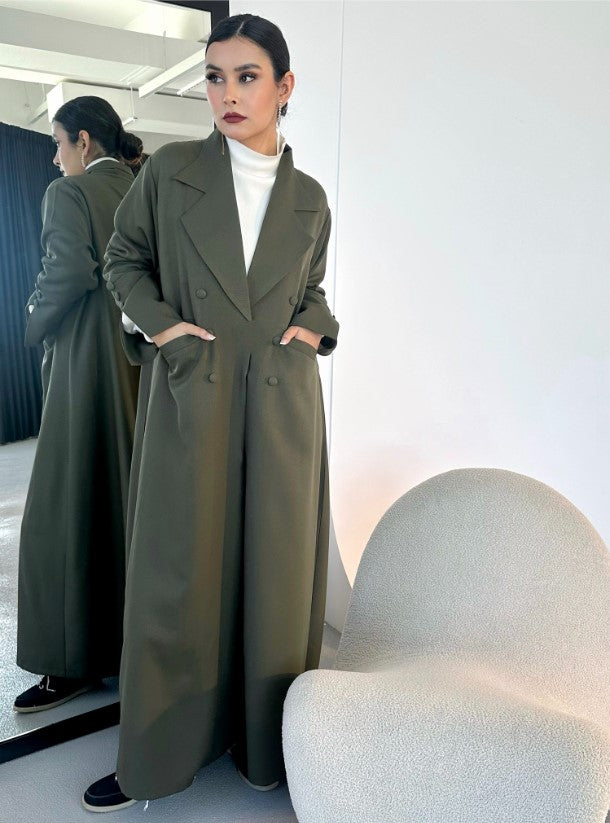 Olive Blazer Abaya with Shaila