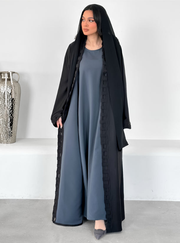 Black Abaya with matching Inner Dress