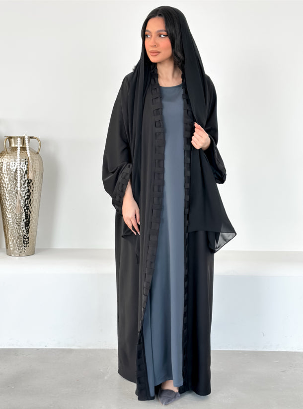 Black Abaya with matching Inner Dress