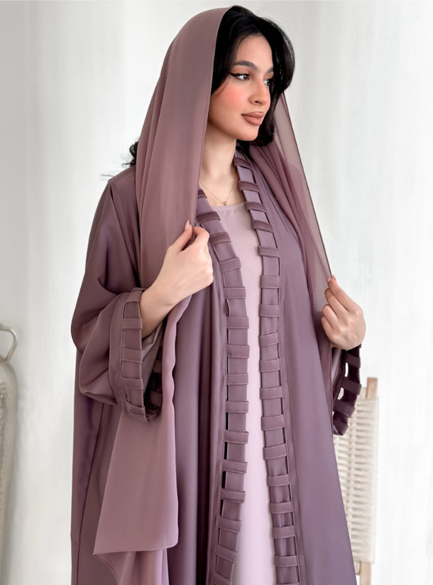Lilac Abaya with matching Inner Dress