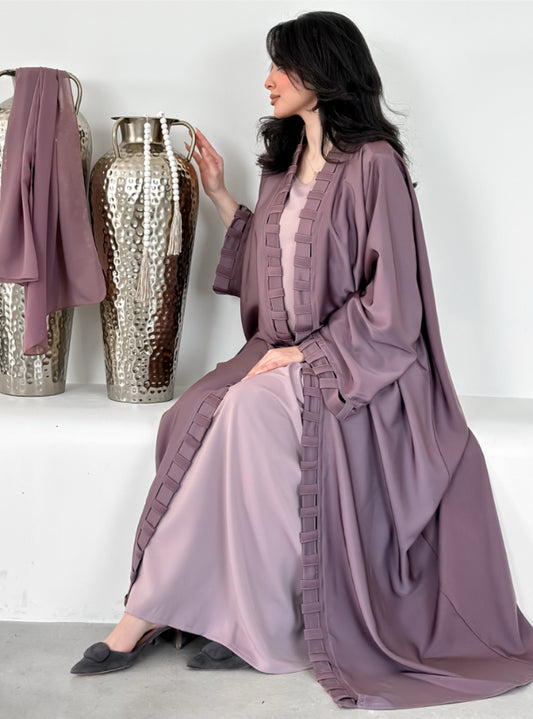 Lilac Abaya with matching Inner Dress